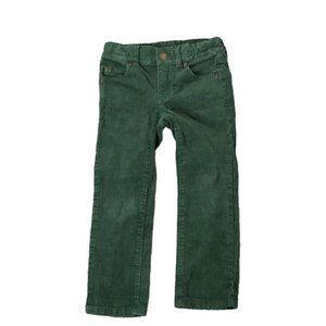 Janie & Jack Green Corduroy Pants Adjustable Waist Straight Leg Boys Size 4